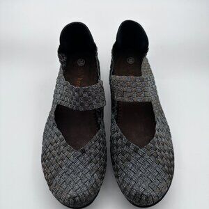 Bernie Mev Women’s Criss Cross Metallic Mary Jane Wedges Shoes Gold Size 7.5‎
